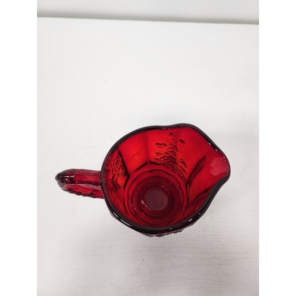 Vintage Fenton Glow Ruby Red Glass Creamer Paneled Grape Pattern L.G. Wright - Picture 2 of 10